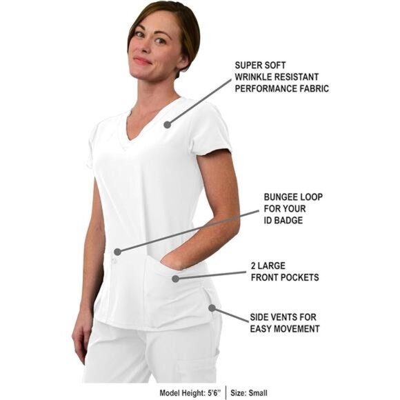 Scrubs for Women Scrub Set - Jogger Pant and V-Neck Top, 6 Pockets - Picture 2 of 7
